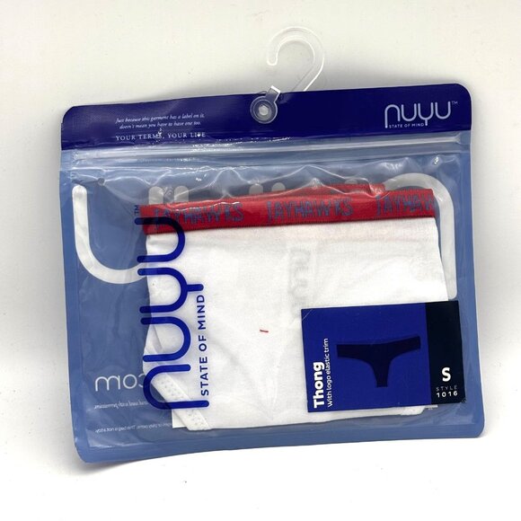 NUYU Jayhawks Logo Thong Size Small White Red Elastic Trim New Womens College S - Picture 1 of 3